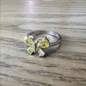 Sterling Silver Butterfly Ring with Yellow Accents